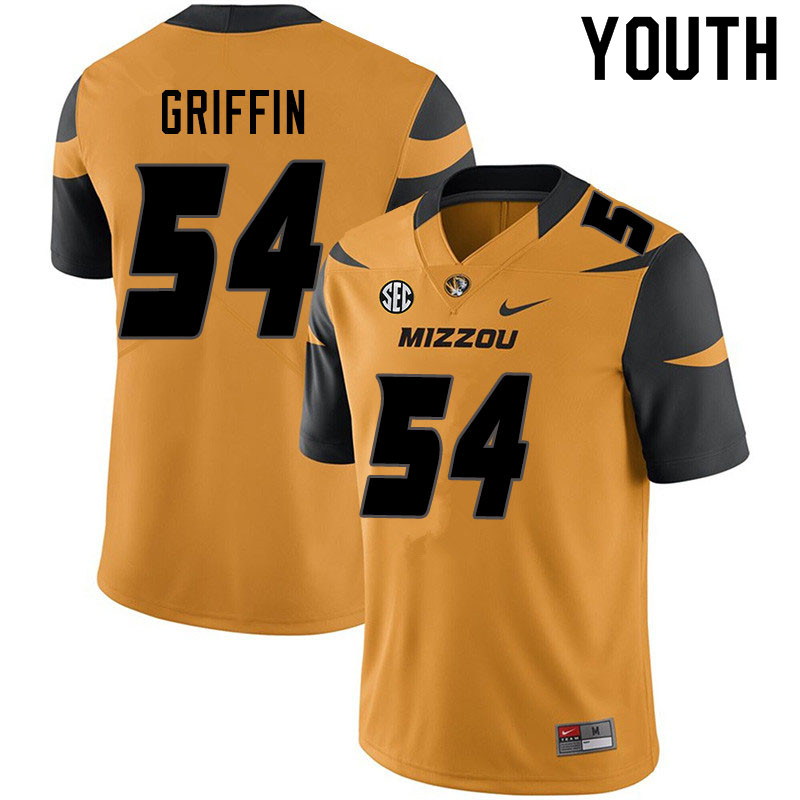 Youth #54 Luke Griffin Missouri Tigers College Football Jerseys Sale-Yellow